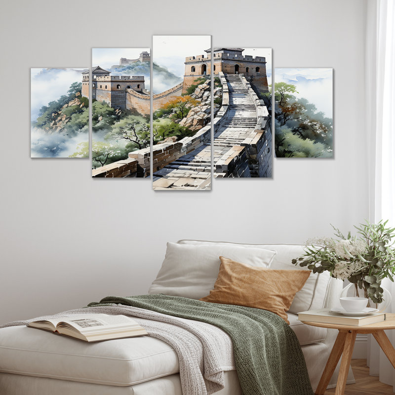  «Grande muraille de Chine Serenity V - art mural chinois à multiples panneaux décoratifs