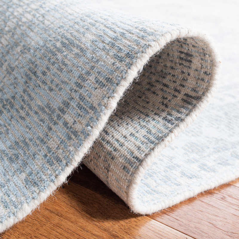 Panola Hand Loomed Wool/Viscose Oriental Rug in Gray/Light Blue, Rectangle 3' x 5'