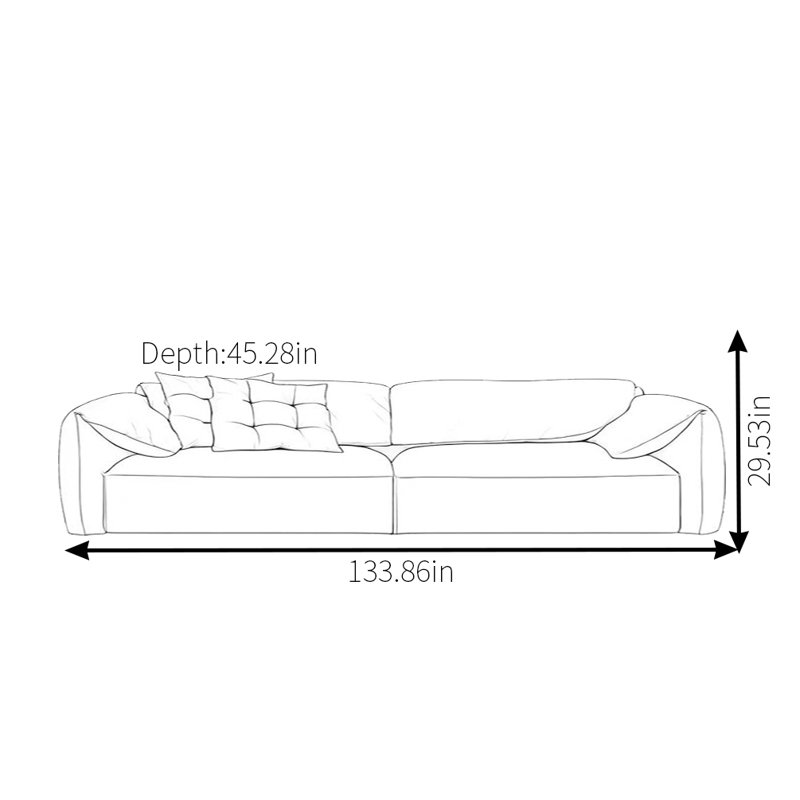 Elephant Ears Pink Sofa, 29.53" H x 133.86" W  x 45.28" D, 5