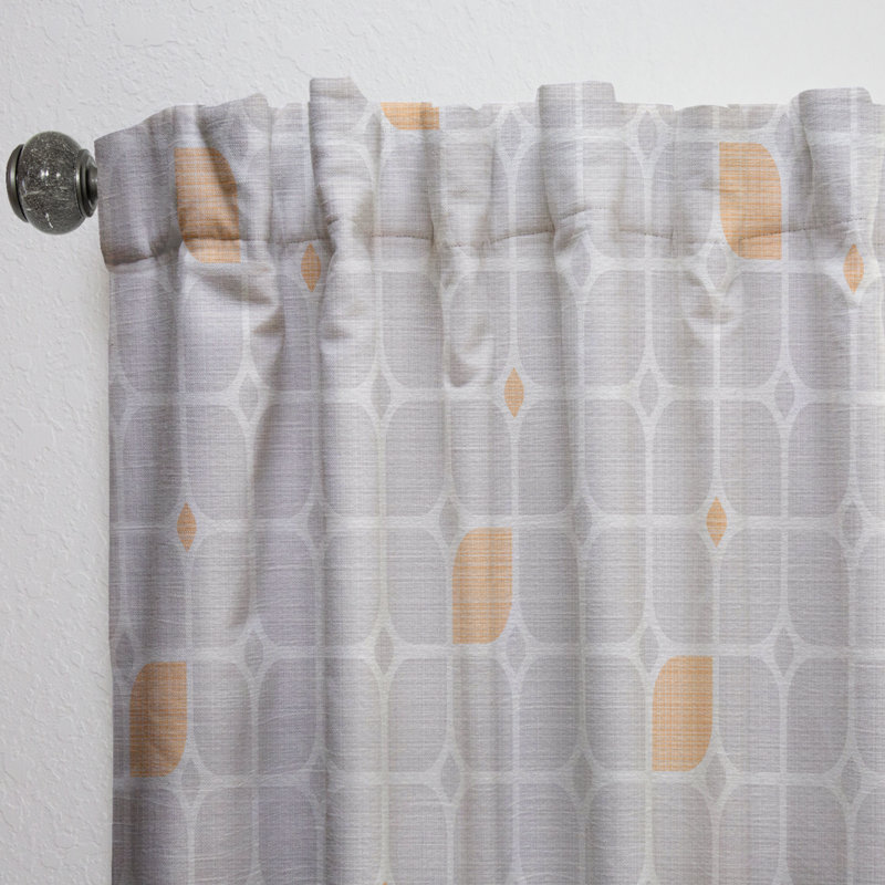 Retro Geometrical Pattern II - Geometric Curtain - Velvet Room darkening - 1 panel, 52"W x 84"L