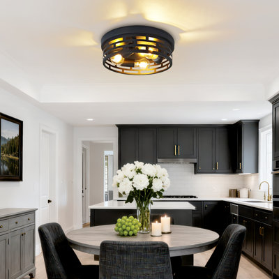 12,6 po Plafonnier encastré noir 3 lumières avec capuchon rotatif Farmhouse (paquet de 1)