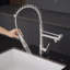 Robinet d'évier de cuisine à poignée simple commercial en acier inoxydable avec douchette rétractable-124456821