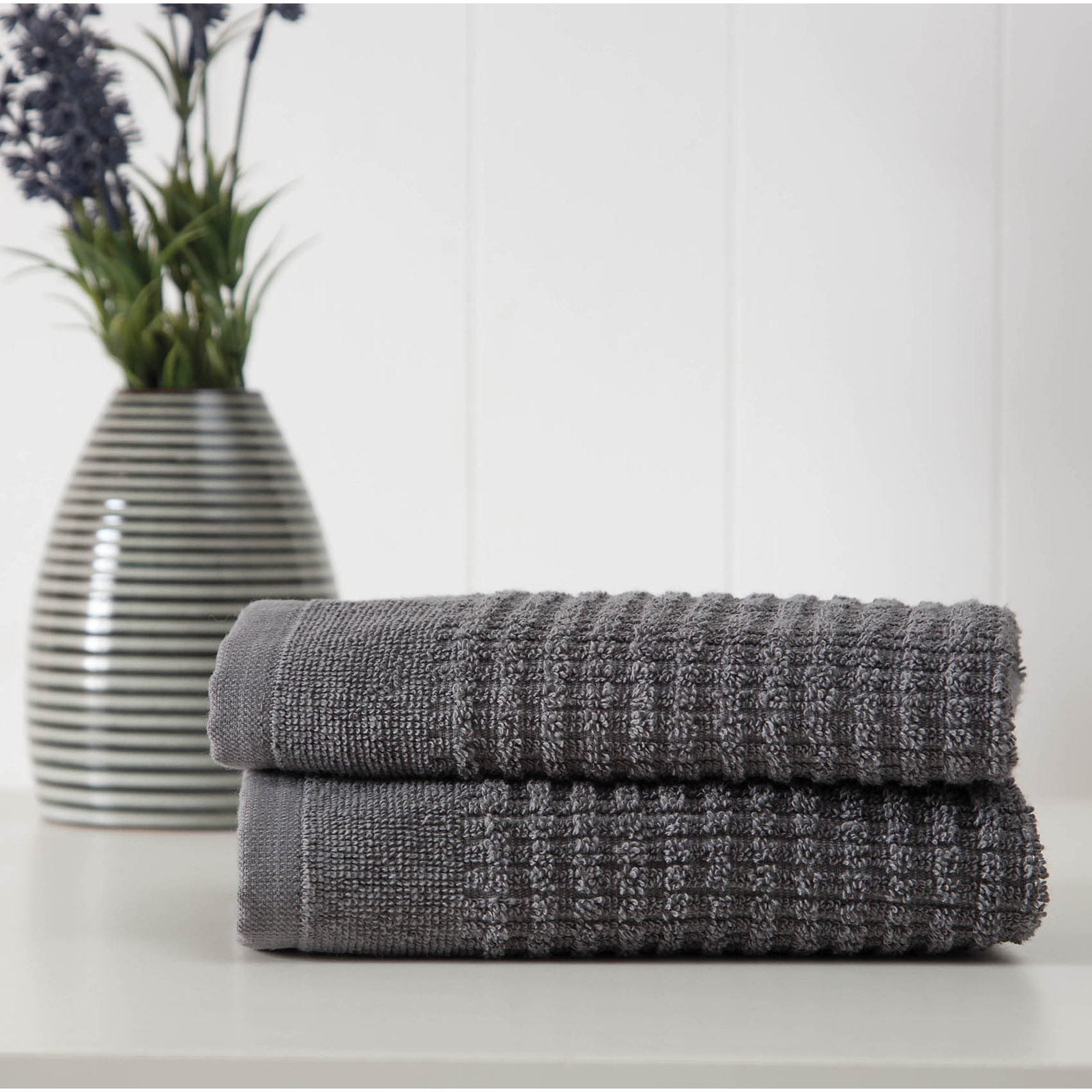 Earline 2-Piece Turkish Cotton Washcloth Set, Gray