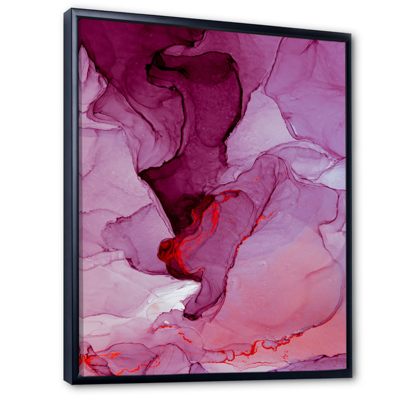 Reproduction d'art sur toile de luxe luxueuse marbré rose II, H 34 po x l 44 po x P 1,5 po, Toile avec cadre flottant noir