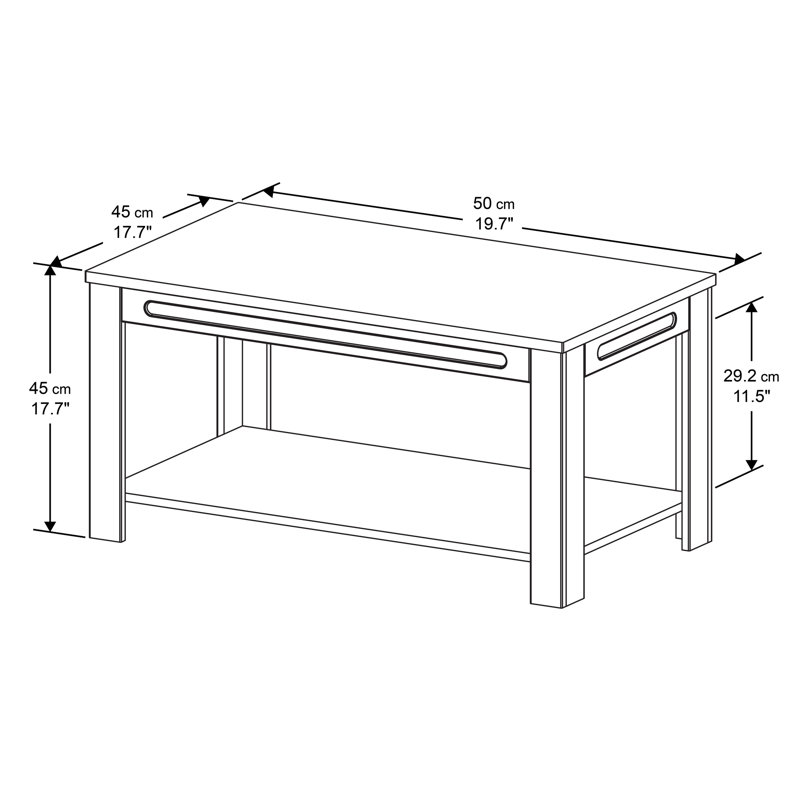 Arlais Four Leg Coffee Table with Storage, Satin Grey