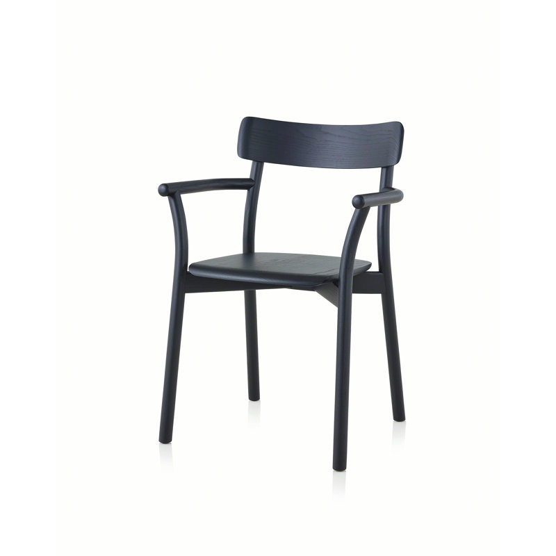 Chiaro Solid Wood Stacking Arm Chair, Black Ash