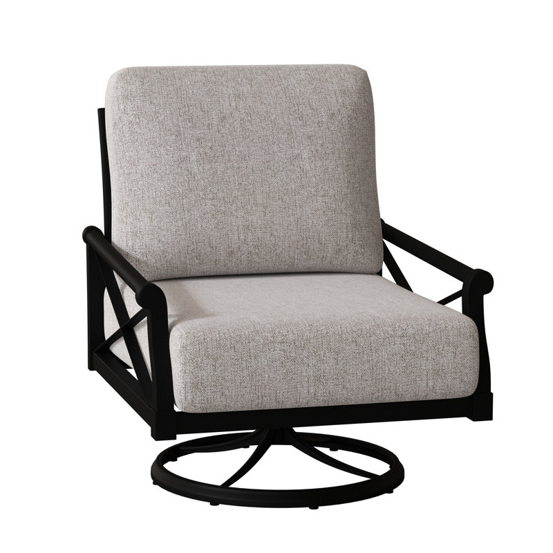 Chaise berçante avec coussins Andover, Poète bouleau Sunbrella®, Noir texturé