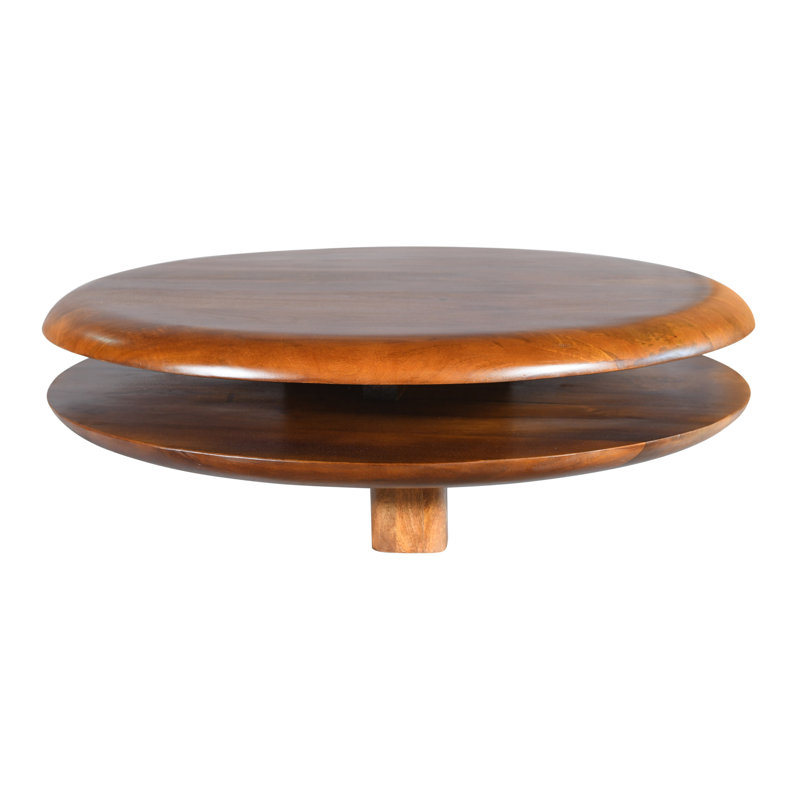 Emmeline  Round Two Tiered Floating Solid Wood Coffee Table