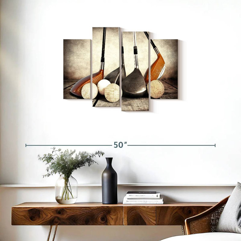 Ensemble de 4 pièces de golf sur toile, H 22 po x l 36 po x P 1 po