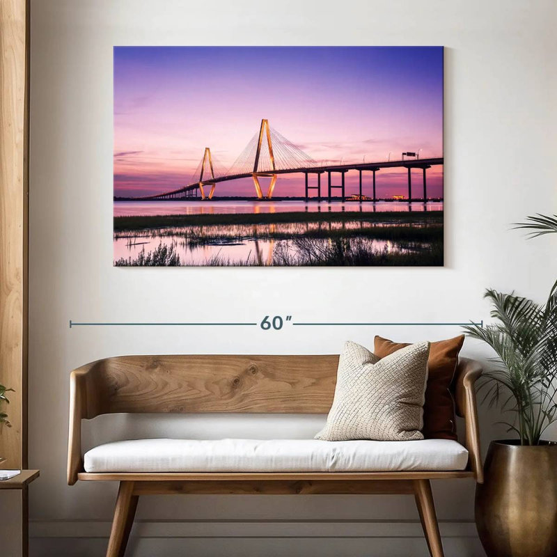 Purple Ravenel Bridge Lights, 32" H x 48" W
