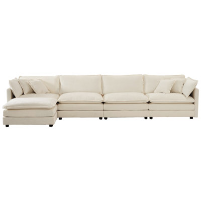 Canapé modulaire en U en chenille beige à 5 places avec canapé modulaire confortable
