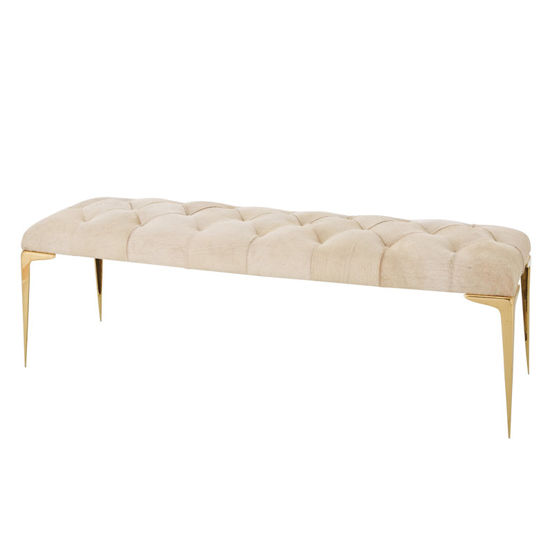 Stiletto Upholstered Bench, White