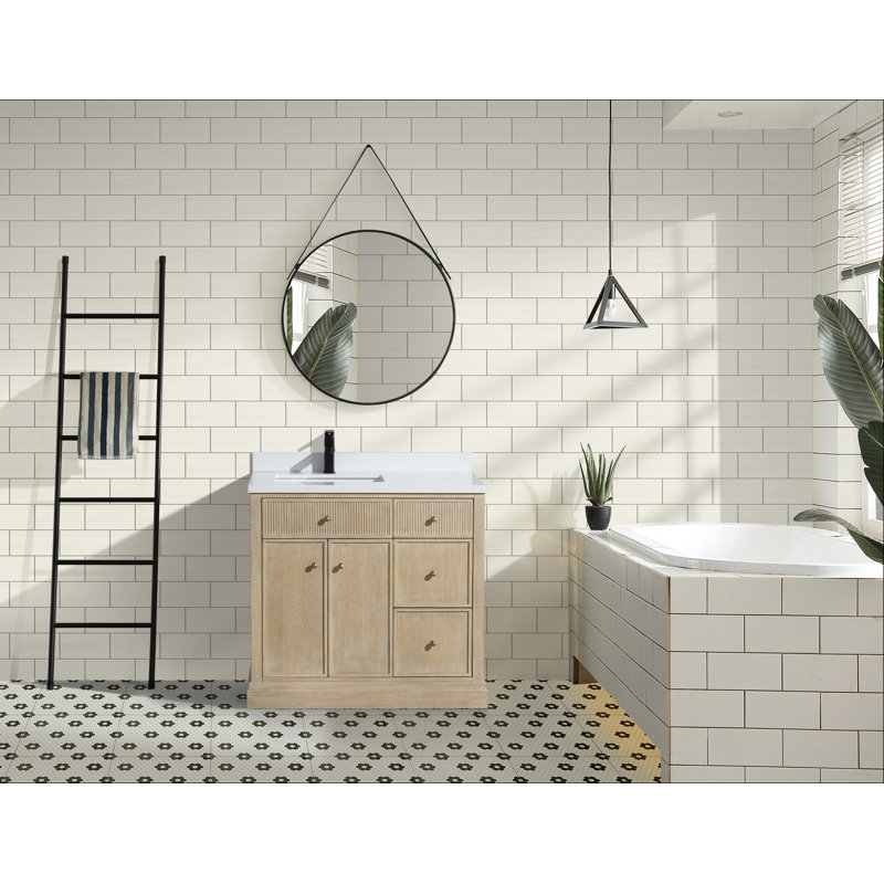 Redondo 36'' Ash Oak Single Bathroom Vanity with Quartz Top