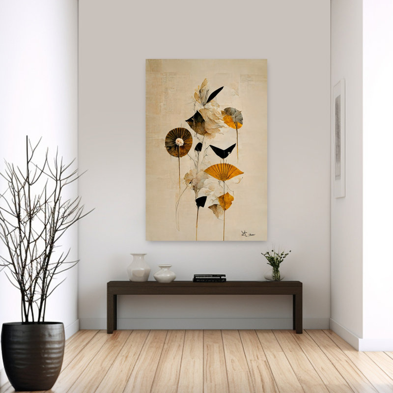 Art contemporain contemporain abstrait délicat fleur nature, H 60 po x l 40 po