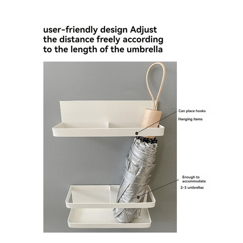 Porte-parapluies autoportant en plastique Porfirie, Blanc