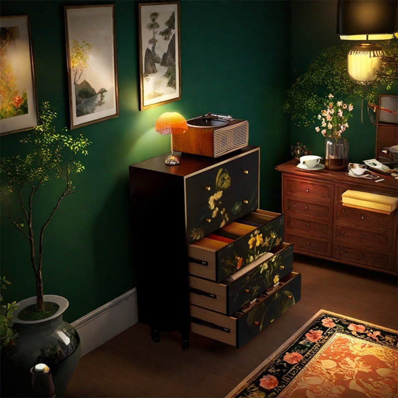 Armoire de rangement en bois avec poignées en métal durable