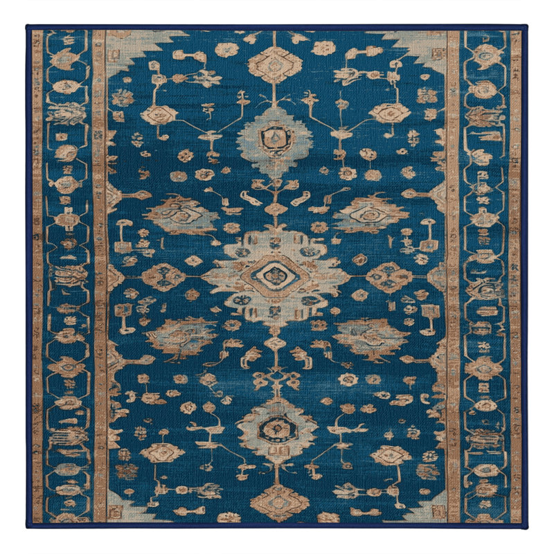 Tapis bleu lavé à la machine