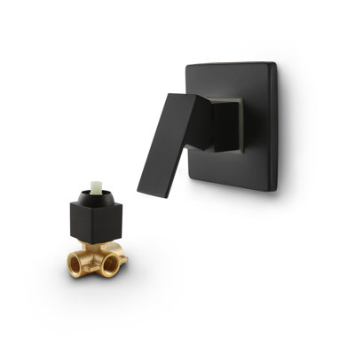 SKOWLL Bathroom Shower Valve Single Function Shower Mixer Valve, Wall Mount Single Handle Water Mixing Valve Kit Include Brass Rough In Shower Trim, Matte Black