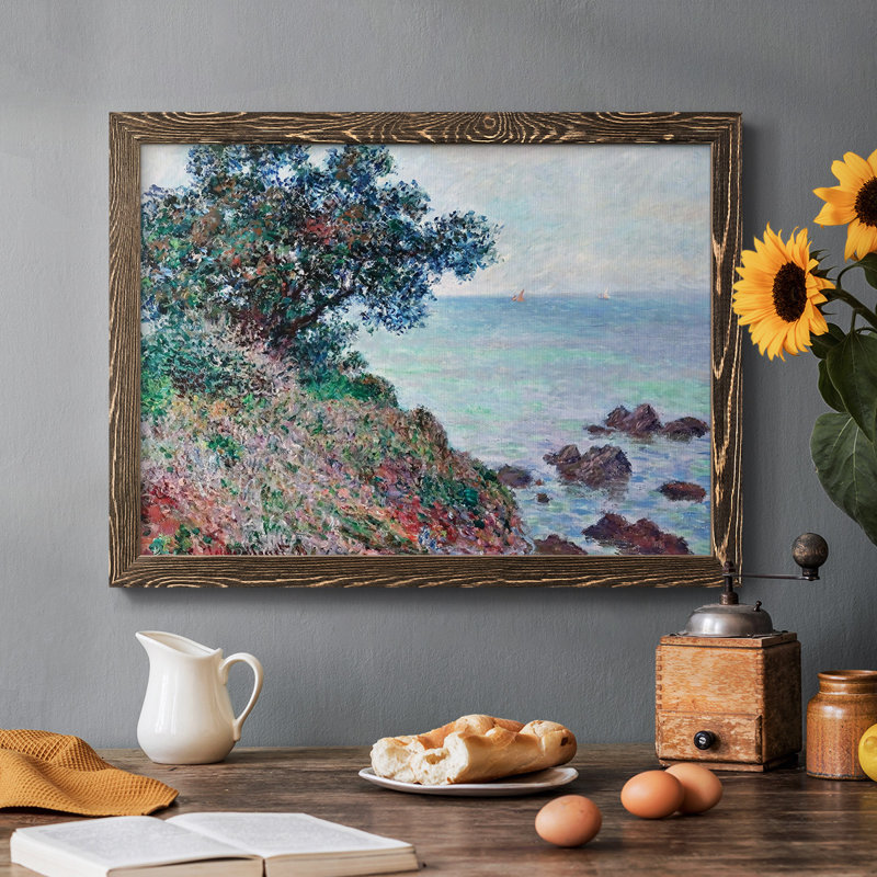 Mediteranian Coast, Gray Day, 1888 - Toile tendue avec châssis rustique, Noyer, H 14 po x l 20 po x P 1,5 po