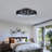 20" Caged Ceiling Fan With Light Flush Mount Low Profile Fabric Farmhouse Bladeless Ceiling fan With Remote Control,Modern Enclosed Ceiling Fans with Remote APP Control Quiet DC Motor Timer, Black Brushed Modern Industrial, For Bedroom-2069522879