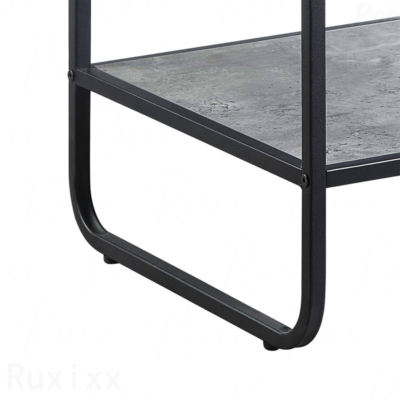 Table de bout en métal avec tablette inférieure gris béton