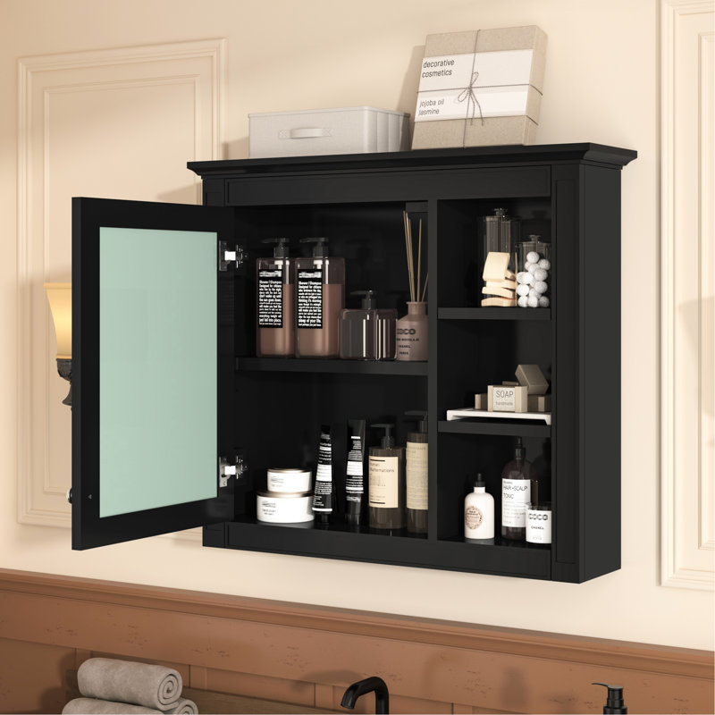 Modern Bathroom Wall Mounted Mirror Cabinet 30'' X 28'' - Concealed & Functional With Practical Design, Black