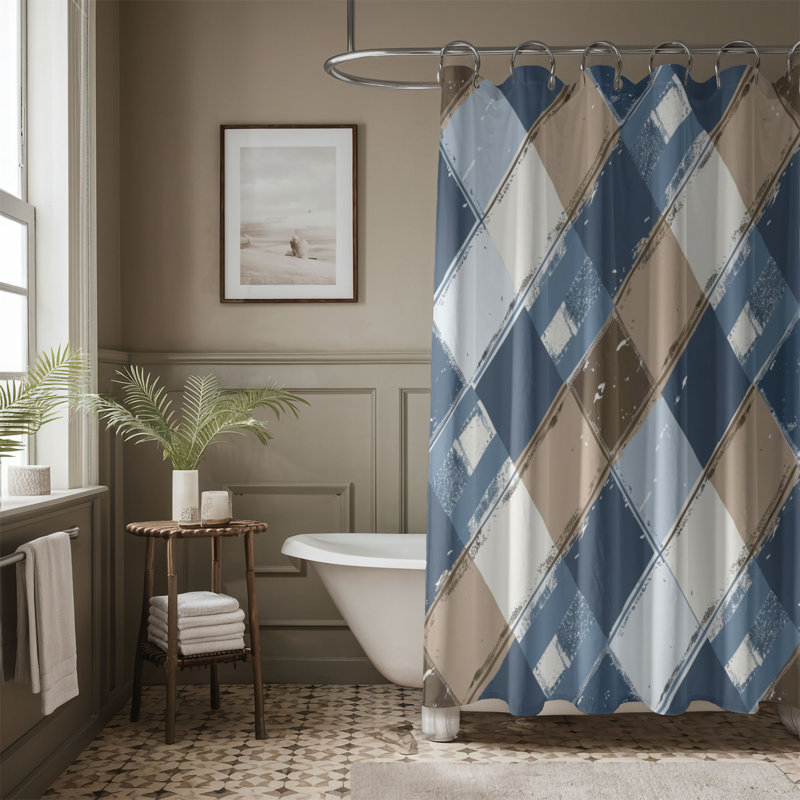 Rideau de douche Blue Ochre - Premium, H 74 po x l 71 po