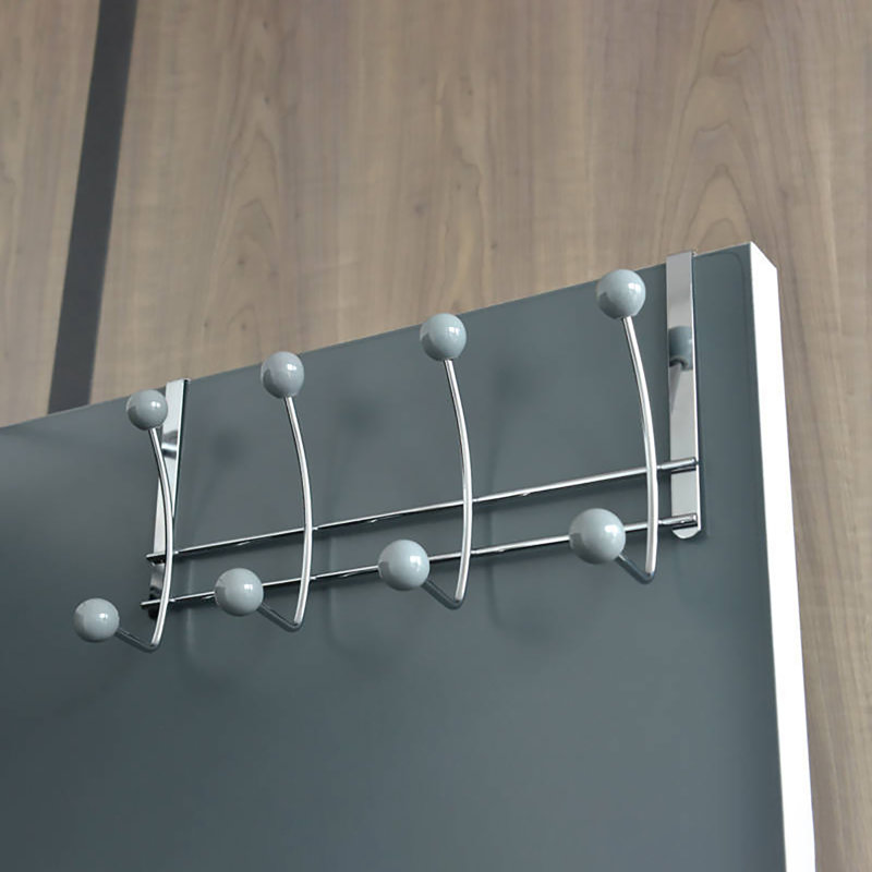 Support à 8 crochets à suspendre au-dessus de la porte, Chrome / gris