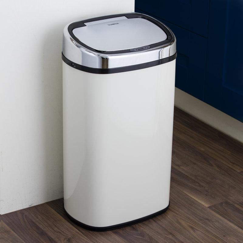 Steel Motion Sensor Kitchen Trash Can - 58L, Almond