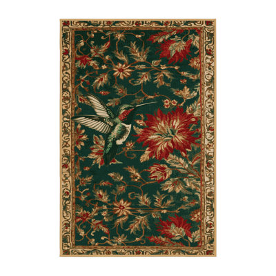 Washable Ruby throated Hummingbird Birds Area Rug