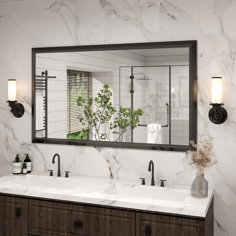 Miroir de meuble-lavabo mural Molly, 55 po x 32 po, Noir
