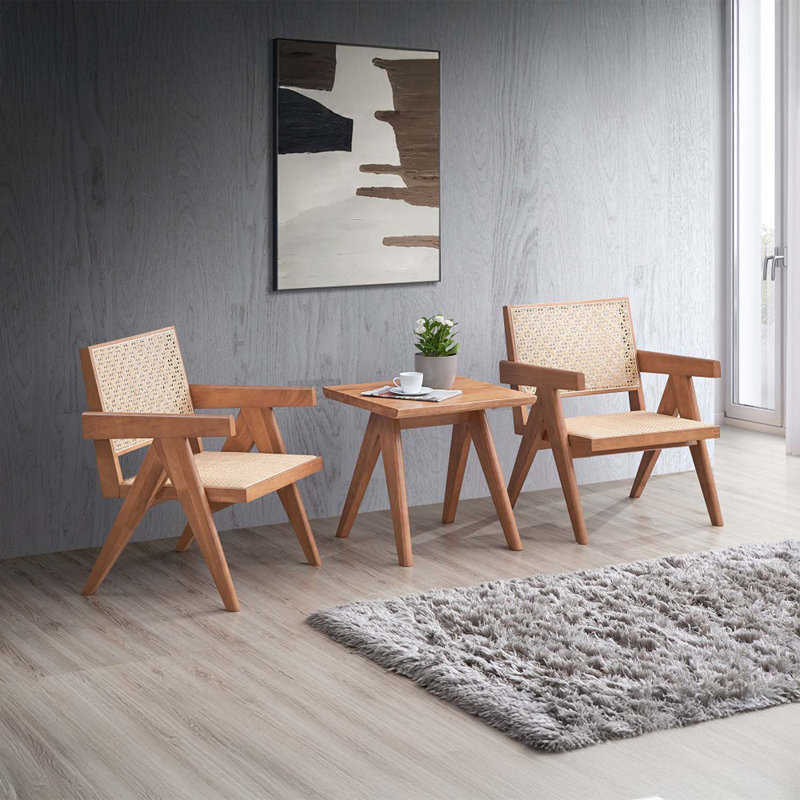 Table d'appoint carrée Velentina, finition naturelle