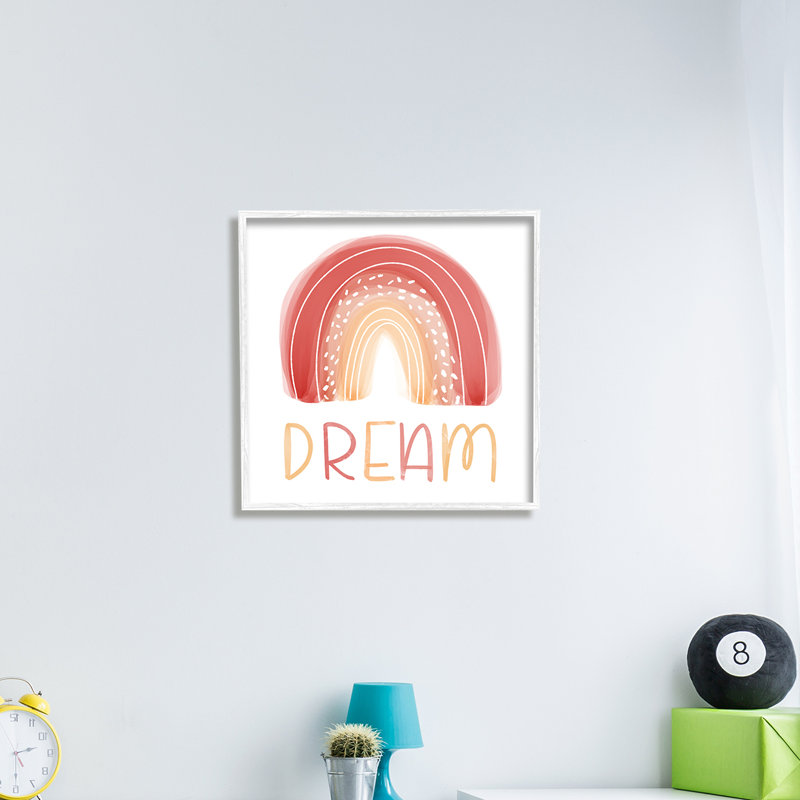 Rêve arc-en-ciel - Peinture, H 24 po x l 24 po x 1,5 po, Giclée encadrée blanc bord de mer