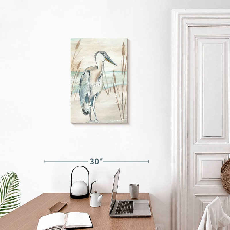 Brampt Heron By Beach Grass I, 24" H x 16" W