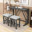 Betsons 3 - Piece Dining Set, Dining Table with USB Port and Upholstered Stools-1254887115-1254887125-1254887124