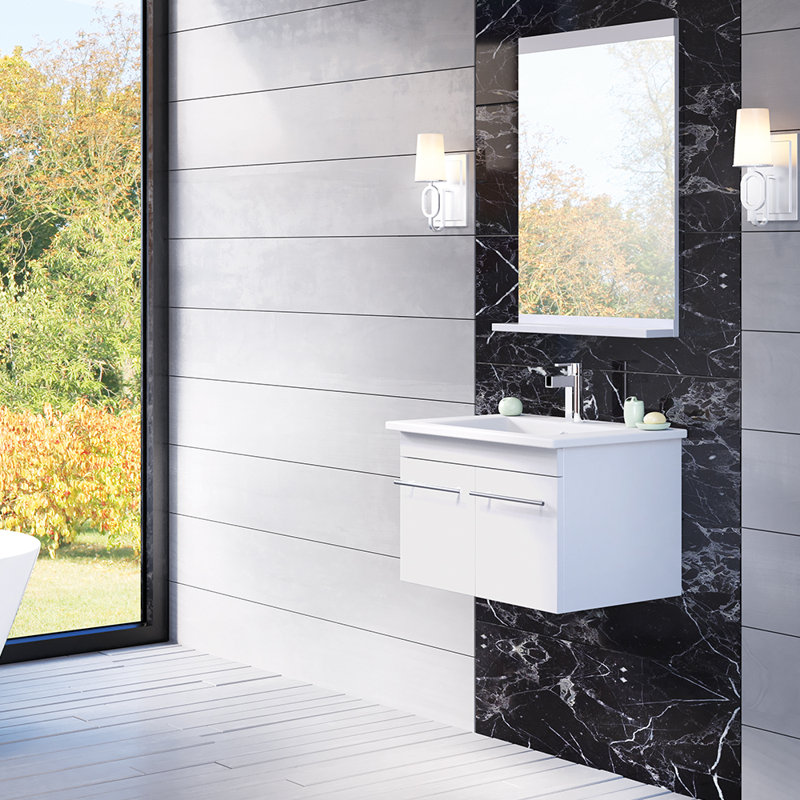 Ensemble de meuble-lavabo simple mural 24 po Roudebush, blanc