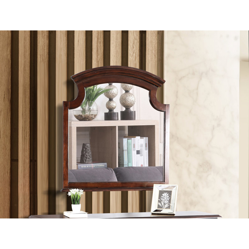Miroir gracieux Summit G5950-m Cappuccino - Ornement en placage de bois véritable pour verre