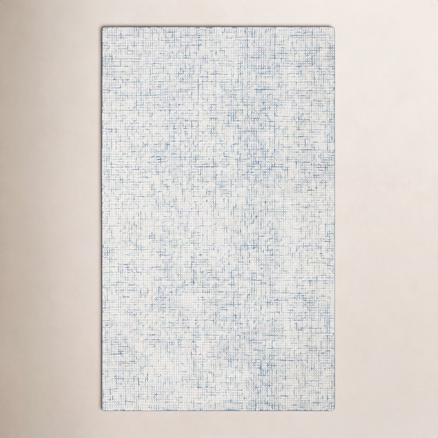 Rowe Ivory Blue Hand-Tufted Striped Rug, Rectangle 5' x 8'