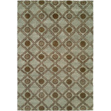 Wool Geometric Area Rug in Light Blue
