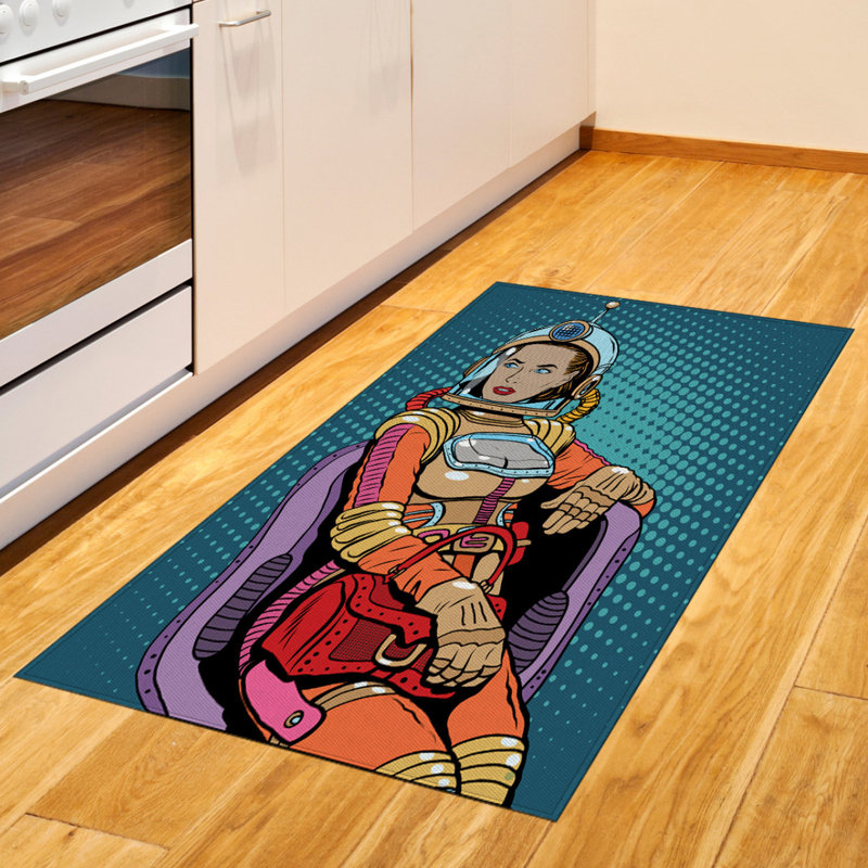 Astronaut High Density Long Fiber Poly Threads Decorative Area Rug Carpet, Rectangle 2'7" x 5'