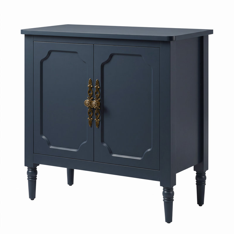 Meuble d'appoint de 80 cm avec tablette réglable, buffet de rangement vintage pour salon, Bleu
