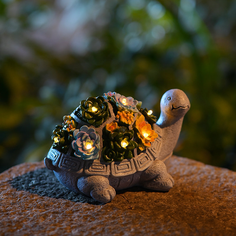 Figurine de tortue solaire pour l'extérieur