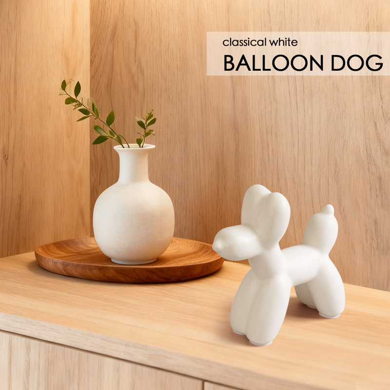 White Cute Ceramics Statue Crafts Living Room Desktop Decorations,Handmade Modern Small Ceramic Animal Statue Ornament Home Decor Accents
