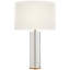 Lineham Cordless Table Lamp in Crystal and Hand-Rubbed Antique Brass with Linen Shade