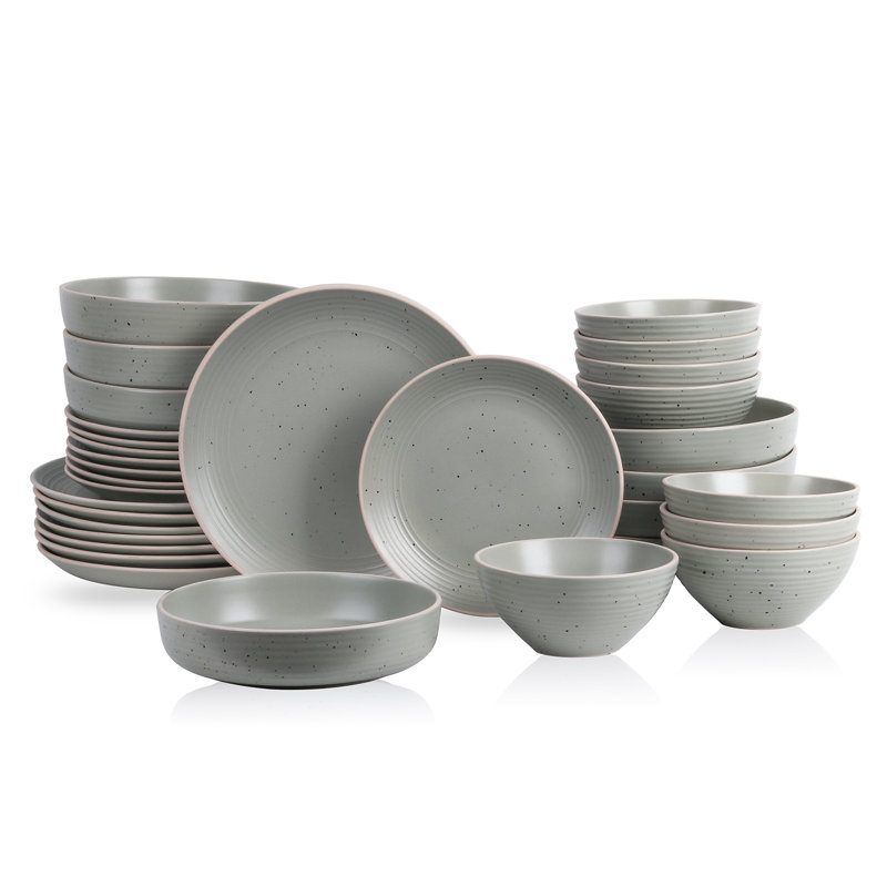 Stone Lain Lauren 32-Piece Dinnerware Set Stoneware, Green