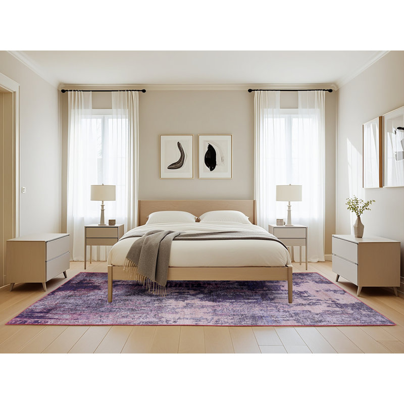 Tapis mauve à motif abstrait Brunswick, Rectangle 5 pi x 8 pi