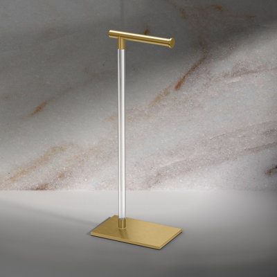 Latitude II Free Standing 21.25"H Toilet Paper Holder with Weighted Base | Acrylic Toilet Paper Roll Holder Stand