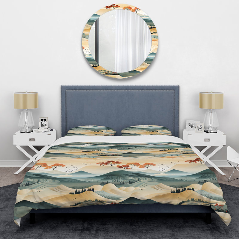 Ensemble de housse de couette Minimalist Landscape, Housse de couette pour grand lit et 2 taies décor