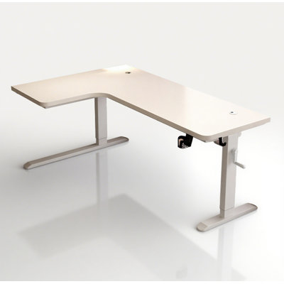 L-Shaped Hand-Crank Adjustable Height Desk