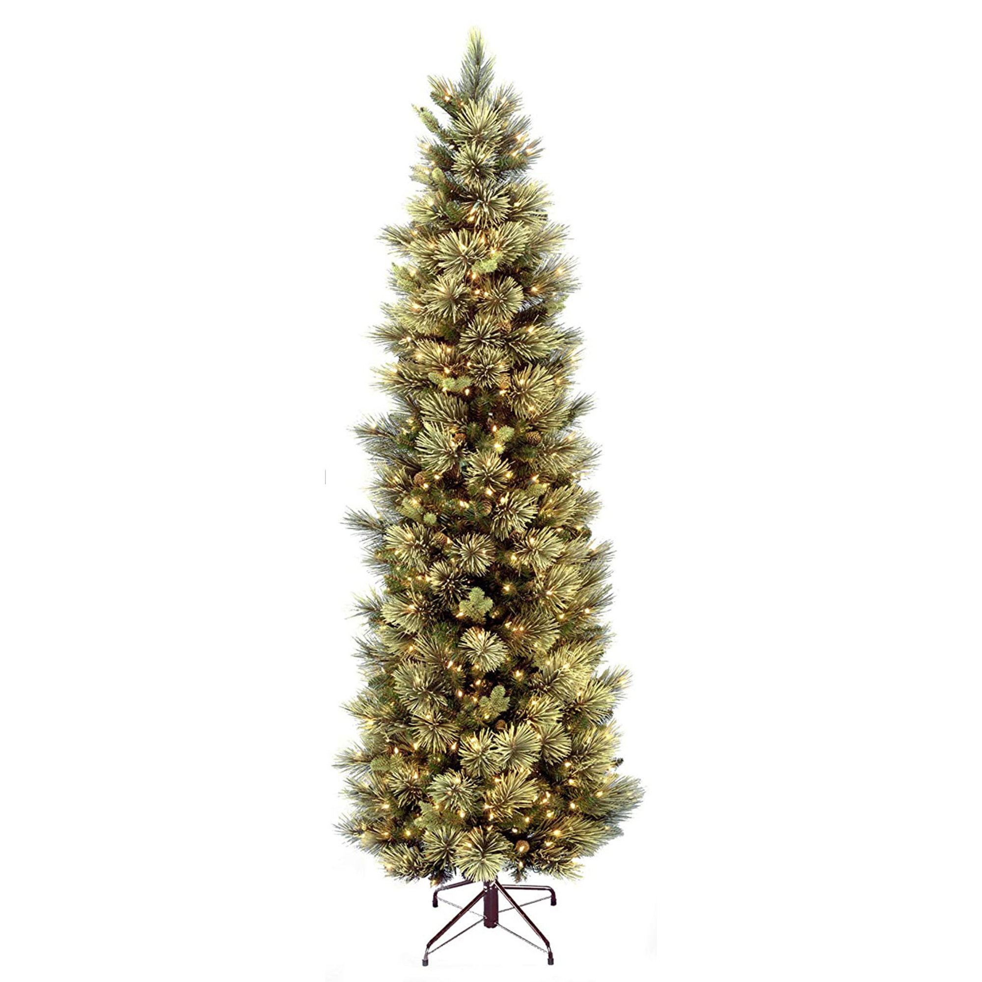 The Holiday Aisle® Carolina Pine Slim Tree with Clear Lights, 7'